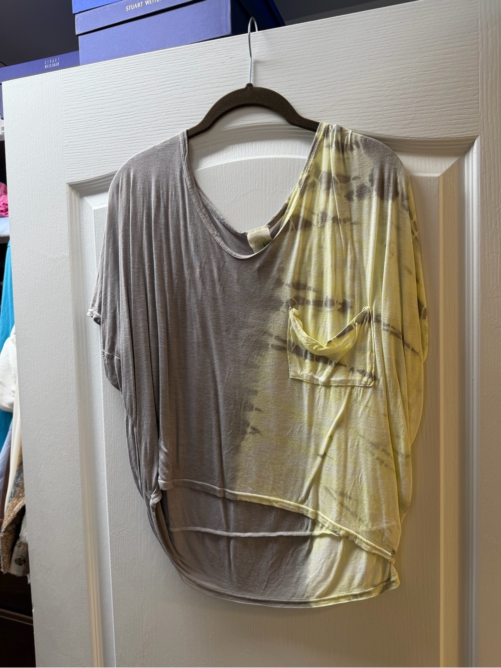 Freeloader Gray and Yellow Tie-Dye Draped Pocket Tunic